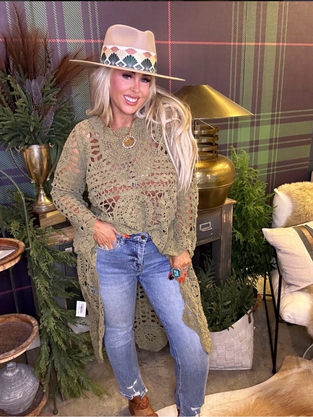 Olive Long crochet sweater